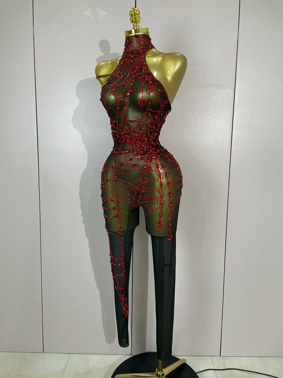 New Women Sparkly Diamonds Sexy Mesh Jumpsuit Nightclub Bar Party Show Gogo Dancer Festival Clothing Drag Queen Stage Costume