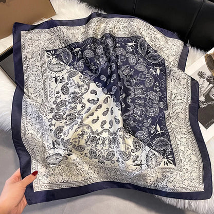 2025 Korean Satin Silk Scarf 70cm Square Women Fashion Shawl Wrap Neckerchief New Elegant