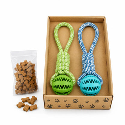 Interactive Dog Toys Treat Dispensing Ball Cotton Rope Tug Chew Toy for Small Medium Large Dogs Teeth Cleaning Bite Resistant Pet Supply
