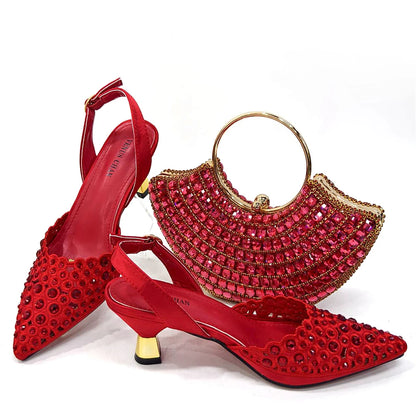 Venus Chan New Arrival Italian Design Nigerian Fashion Party Wedding Shoes and Bag Set Decorated With Flower in Blue Color