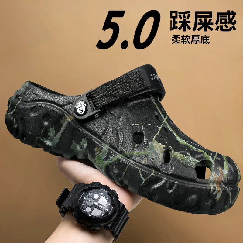 Summer Men Slippers Camouflage Platform Outdoor Clogs Shoe Women Beach Sandals Male Soft EVA Indoor Home Slides Big Size 46 47