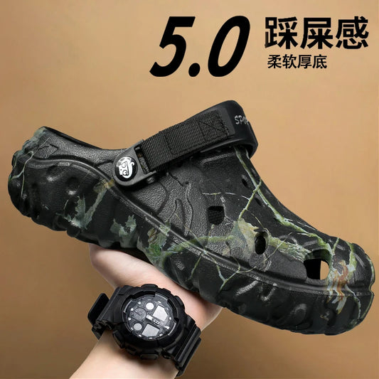 Summer Men Slippers Camouflage Platform Outdoor Clogs Shoe Women Beach Sandals Male Soft EVA Indoor Home Slides Big Size 46 47