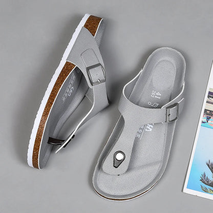 All-match Flats Beach Slippers Mens Thick Sole Men Cork Luxury Sandals Beach Vacation Comfort Shoes Slip on Flip Flops for Men