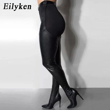 Eilyken Sexy Waist Buckle Strap Thin High Heels Women Boots Over The Knee Booties Pointed Toe Female Winter Shoes
