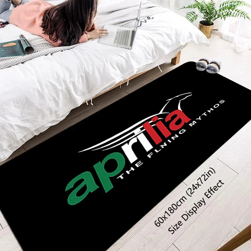 VIKAMA Motorcycle Racing Rug - Non-Slip Floor Mat for Entrance, Anti-Skid Bedside Carpet with Bike Print Home Decor