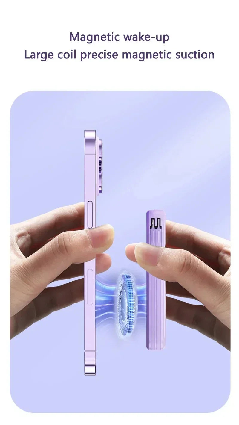 50000mAh Large Capacity Solar Power Bank 4 In1 Built in Cables Intelligent Digital Display Laser Light For Samsung Apple