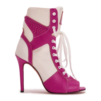 Peep Toe Corss Tied Patchwork Ankle Boots Sexy Square Toe Thick Heel New Arrivals Fashion Women Runway Shoes