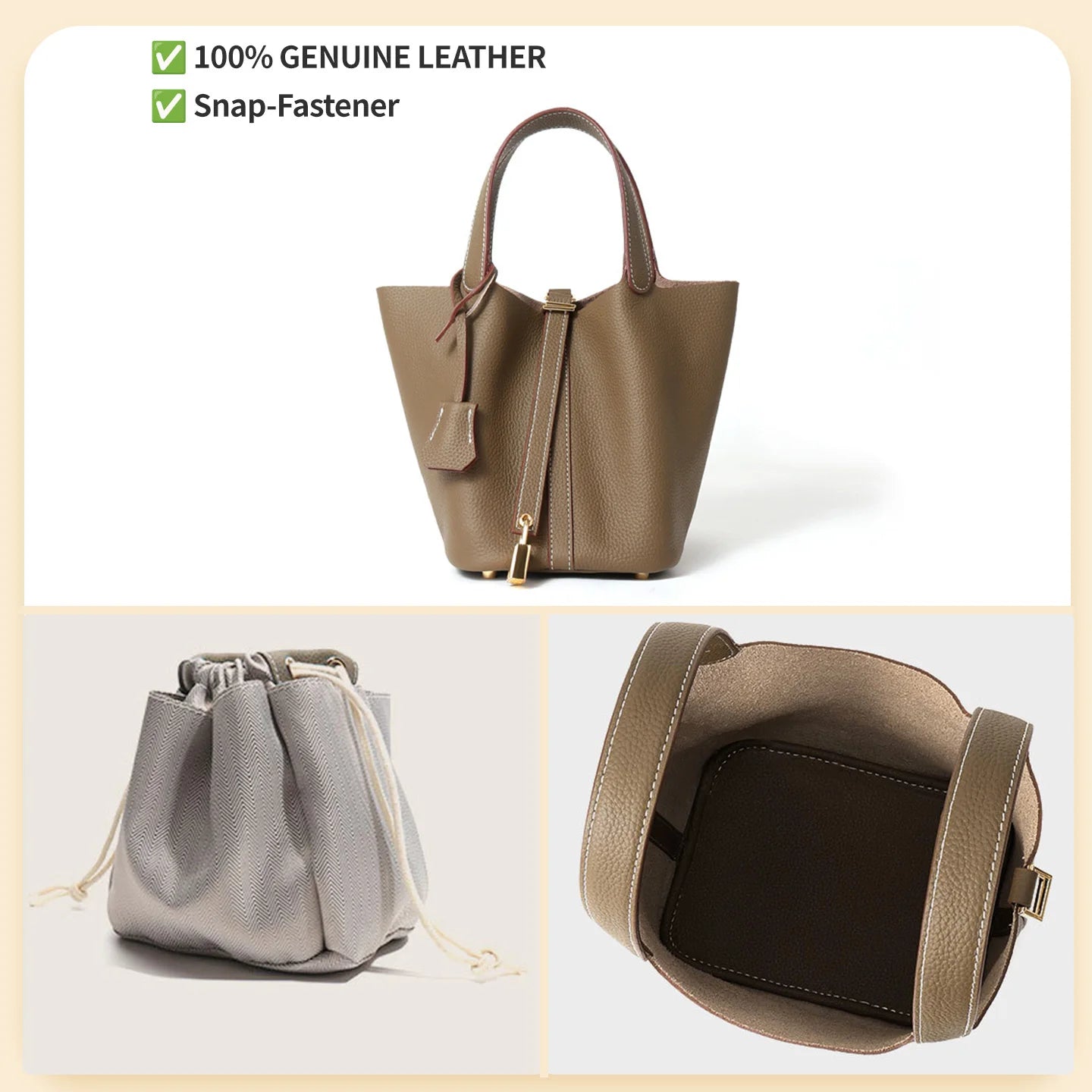 Women Tote Bags 100% Genuine Leather Bucket Female Fashion Solid Designer Shopper Shoulder Handbags Brand Trend Purses