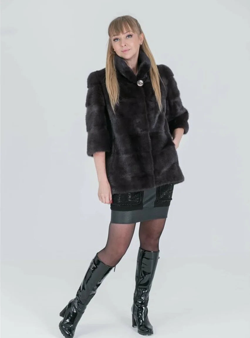 Real Mink Fur Coat Natural Women's Winter Long Leather Jacket Luxury Women's Clothing 2025 Mink Fur Coat Women's Bottom Detachab