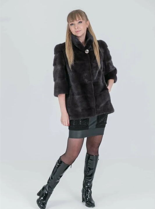 Real Mink Fur Coat Natural Women's Winter Long Leather Jacket Luxury Women's Clothing 2025 Mink Fur Coat Women's Bottom Detachab