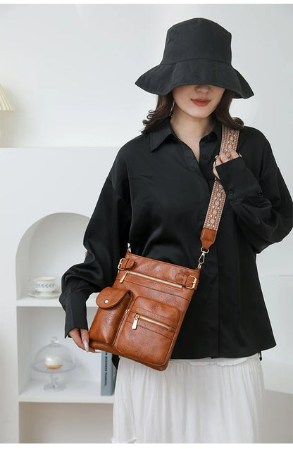 Designer Luxury Handbags 2025 New Vintage Soft Leather Tote Bags For Women Multi-pocket Shoulder Messenger Bags High quality Sac