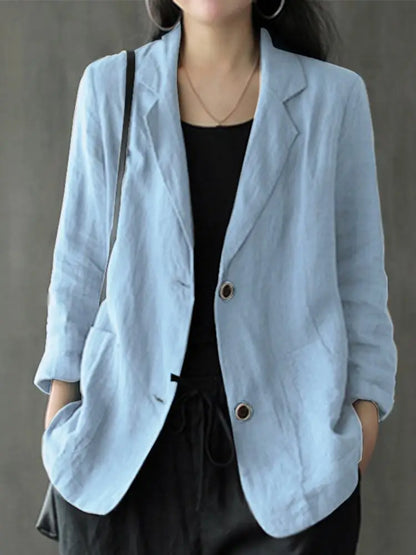Elegant Solid Blazer Women Autumn Overcoats ZANZEA 2023 Casual Long Sleeve Single Button Coats Female Lapel Outwears Oversized