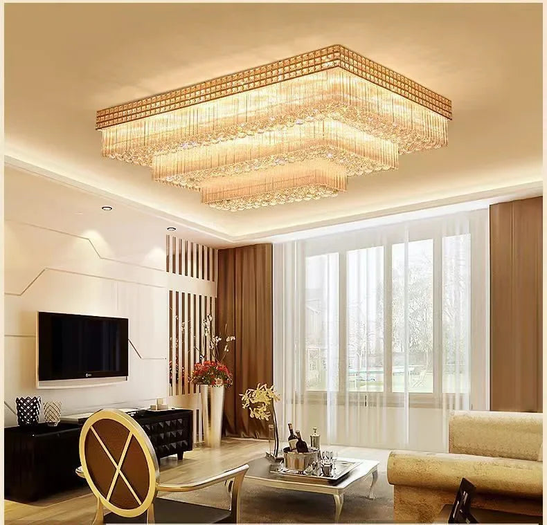 Manufacturers Wholesale Chandelier Lamp Suspend Lobby Gold Hanging Rectangular Living Room Bedroom Restaurant LED Ceiling Lights