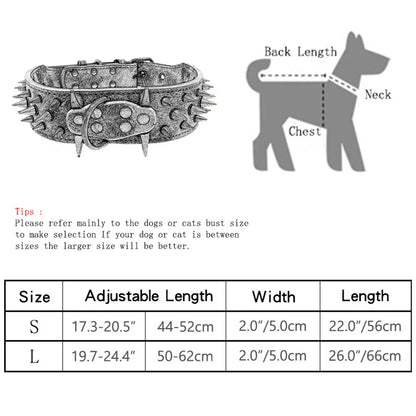 The Mighty Large Spiked Studded Dog Collar Protect Dog's Neck from Bites Durable & Stylish Dog Spike Collar for Mastiff Pitbull