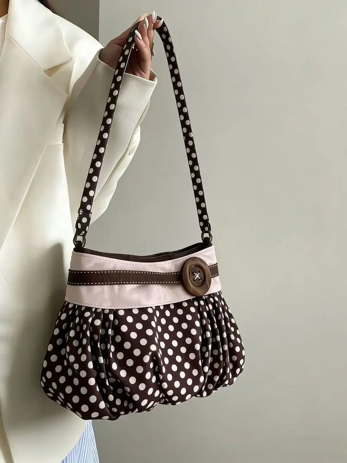 Fashion Messenger Bags for Women 2026 New Arrive Vintage Polka Dot Handbag Korean Large-capacity Tote Bags Casual Shoulder Bags