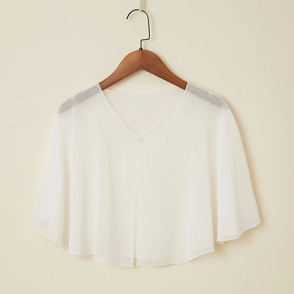 Korean Women Sunscreen Clothing Summer Thin Transparent Short Jacket Neck Guard Cloak Sun Shawl Solid Chiffon Cardigan Scarf R28