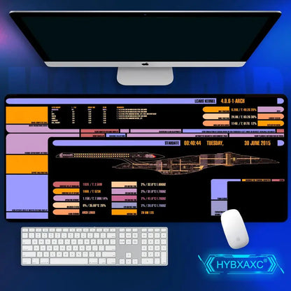 Starship Blueprint Pad Desk Pad HYBXAXC Gamer Computer Cabinet Star Trek Game Office Accessories Keyboard Anime Extended Large