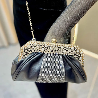 Fashionable Diamond Embedded Evening Dress Handbag Elegant Large Capacity Clutch Bag Tote Bag for Ladies Party And Banquet
