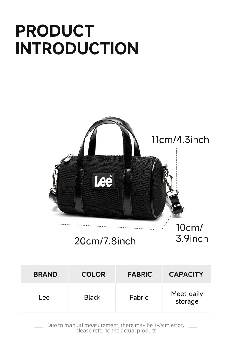 LEE Mini Classics Black Ladies Handbag Shoulder Bag Women Oxford Leather Strap Casual Small Travel Crossbody Bag Phone Pack