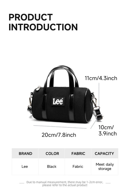 LEE Mini Classics Black Ladies Handbag Shoulder Bag Women Oxford Leather Strap Casual Small Travel Crossbody Bag Phone Pack