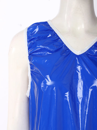 Womens Waterproof Rompers Adaptive Nightwear Glossy Sleeveless Buttons Crotch Bodysuit Sports Swimwear Special Needs Clothing