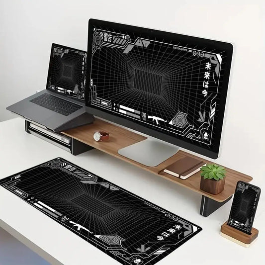 Perspective Grid Desk Mat Gaming Mouse Pad XXL Desktop Keyboard matsGame Anti-slip Desk Mat Computer Accessories Long playmat