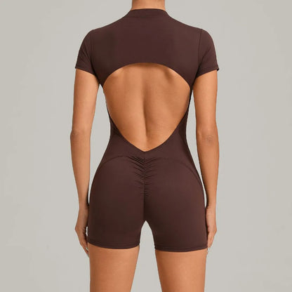 2026 Pad Zipper Long Sleeve Yoga Set Women One Piece Jumpsuit Gym Workout Shorts Fitness Bodysuit Sports Athletic Suit XP358