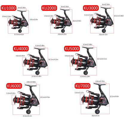 Sougayilang Spinning Fishing Reel 1000-7000 Series 5.2:1 Gear Ratio Aluminum Spool Ultra Smooth Reel Max Drag 20kg Fishing Tool