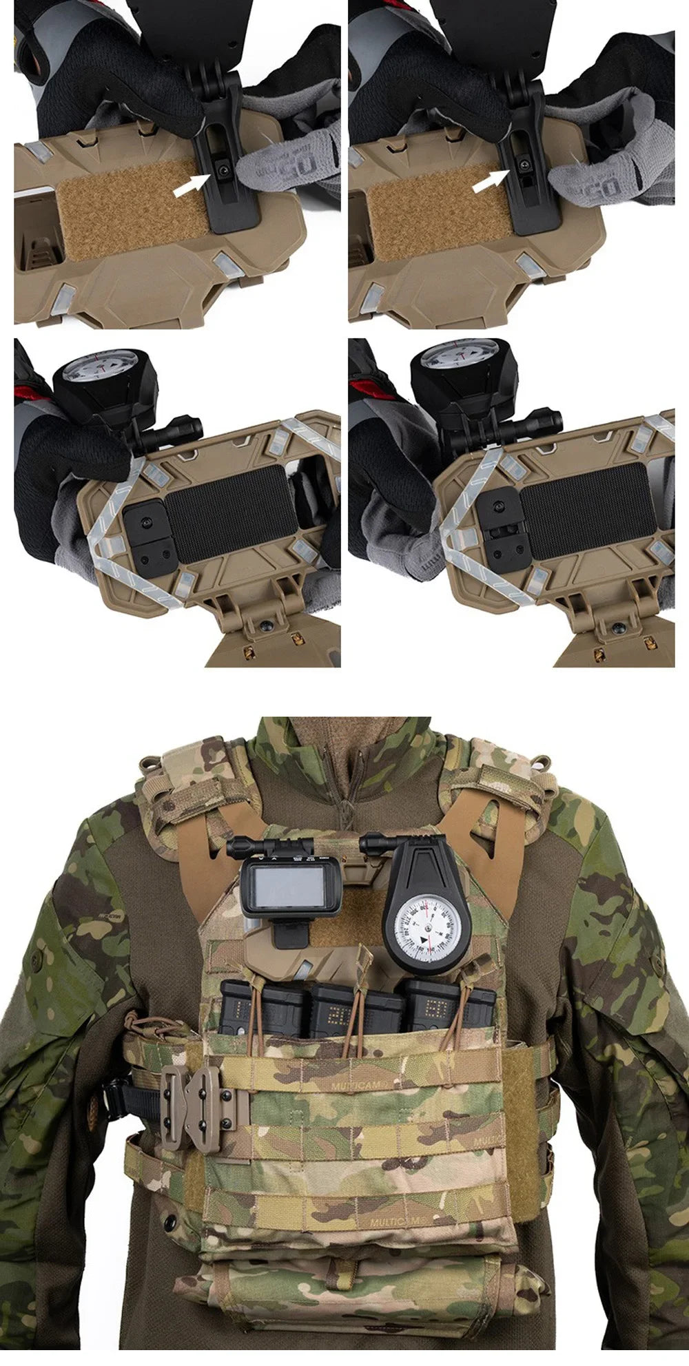 Tactical Militar Outdoor Survival Compass for MOLLE Mobile Phone Holder Navigation Board Foldable Admin Panel Hunting Vest Gear