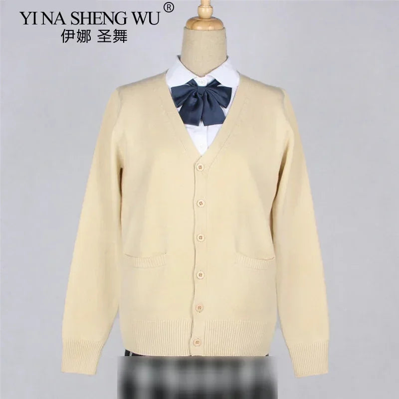 School JK Uniform Sweater Coat Anime Cosplay Costumes Cardigan Outerwear Sweater 16 Colour Long Sleeve Knitting Coat For Girls