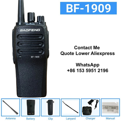 BAOFENG 1909 This 12W High-Power Walkie-Talkie Is Easy To Use And Features A 3800Mah Battery For Long Battery Life.