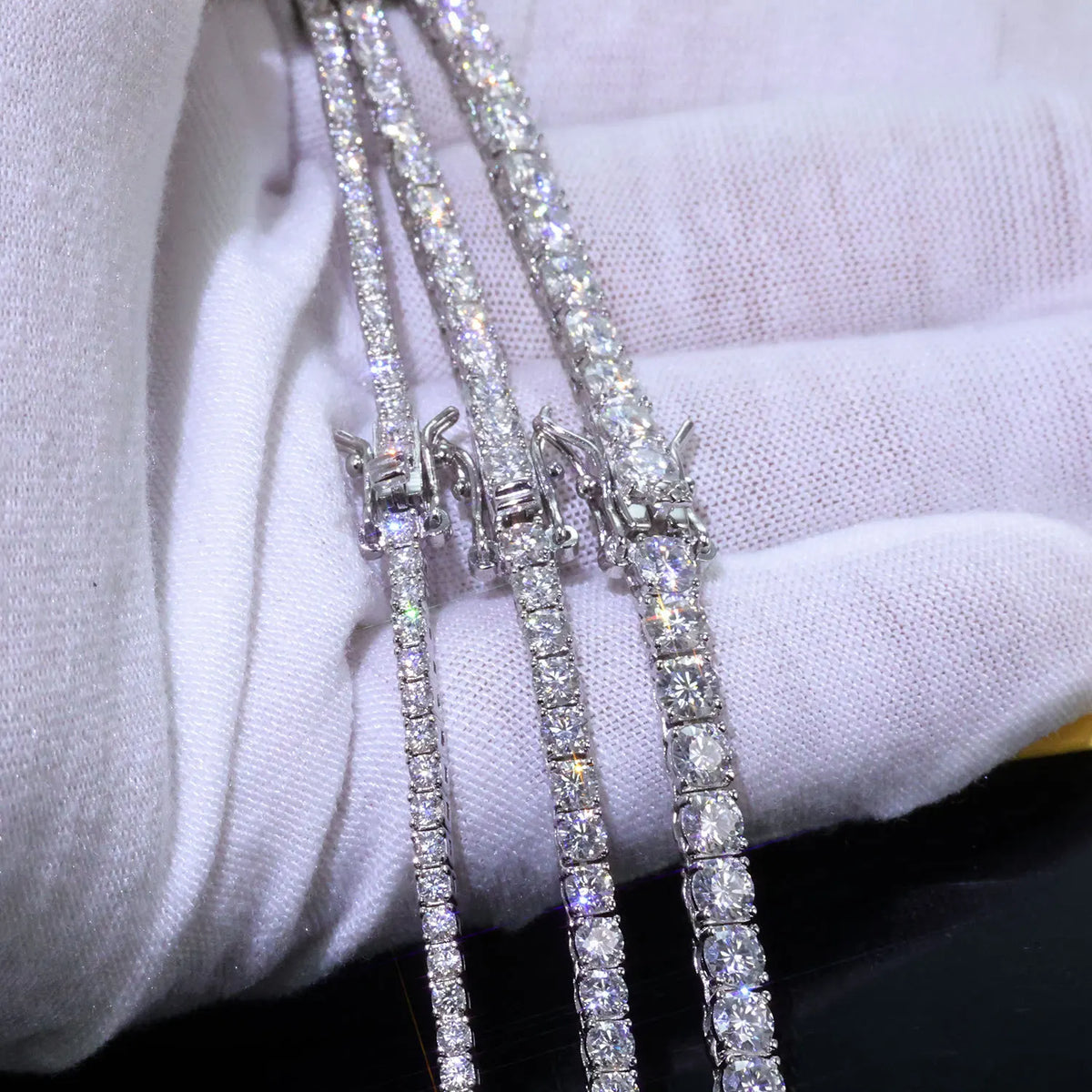 Hip Hop 925 Sterling Silver 3mm 4mm 5mm VVS Moissanite Diamond Necklace Moissanite Tennis Chain