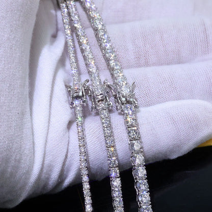 Hip Hop 925 Sterling Silver 3mm 4mm 5mm VVS Moissanite Diamond Necklace Moissanite Tennis Chain