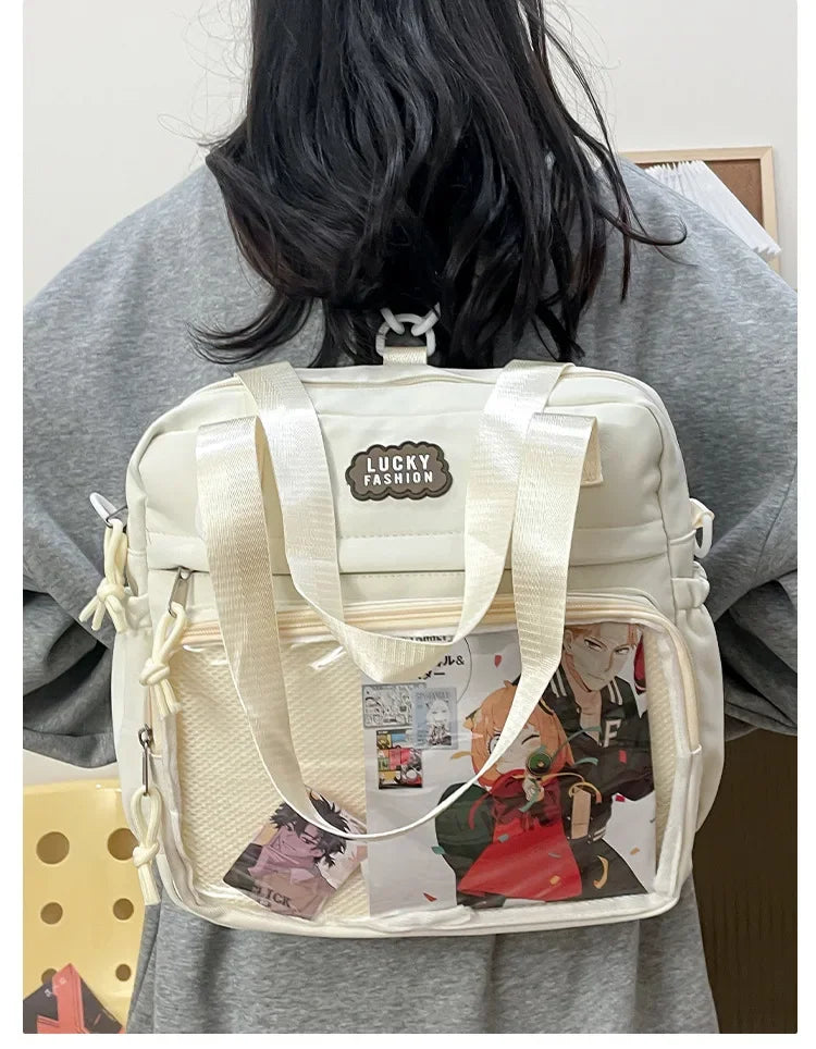 Y2K Japanese Preppy Style Shoulder Crossbody Bag New Nylon School Bags for Teenage Girls Transparent Itabag Backpacks Ita Bag