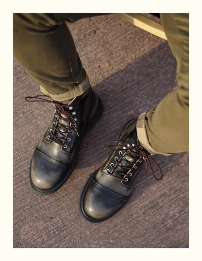 New Men's Cowhide Goodyear Welted Work Boots Durable