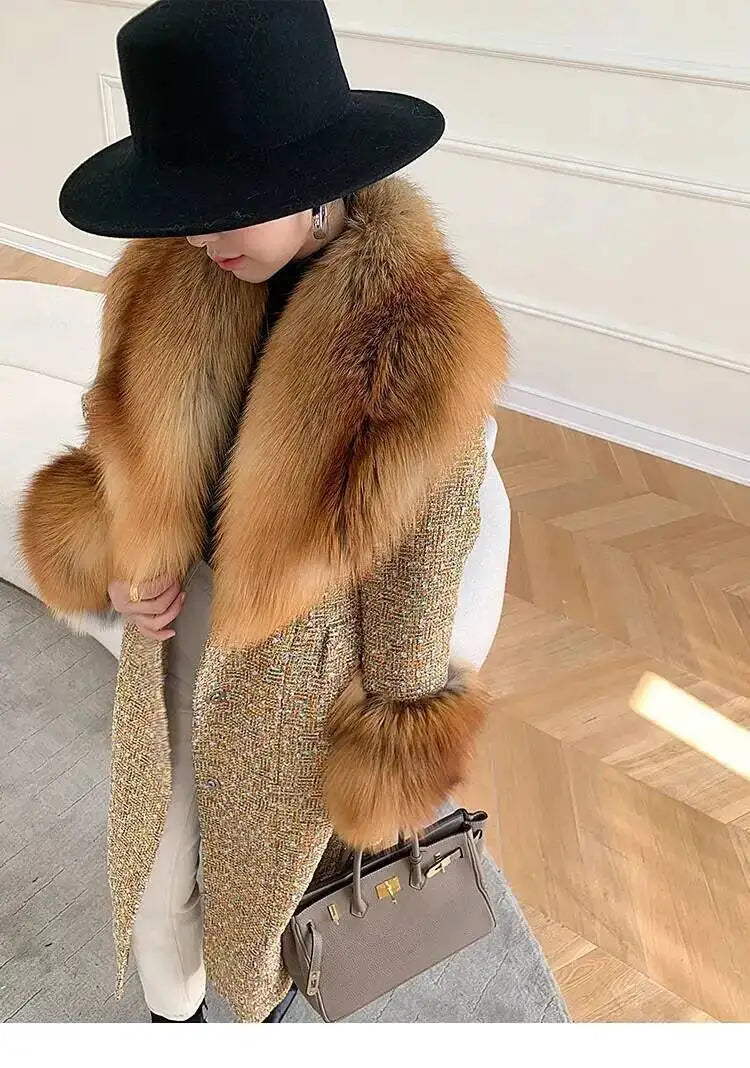 Large Size Winter Real Fur Collar Cuffs Set Neck Warmer Women Fur Shawl Furry Fluffy Fox Fur Scarf Luxury Scarves Coat Decor