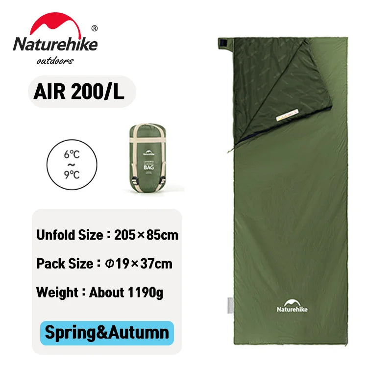 Naturehike Sleeping Bag LW180 Ultralight Cotton Sleeping Bag Waterproof Hiking Sleeping Bag Summer Outdoor Camping Sleeping Bag