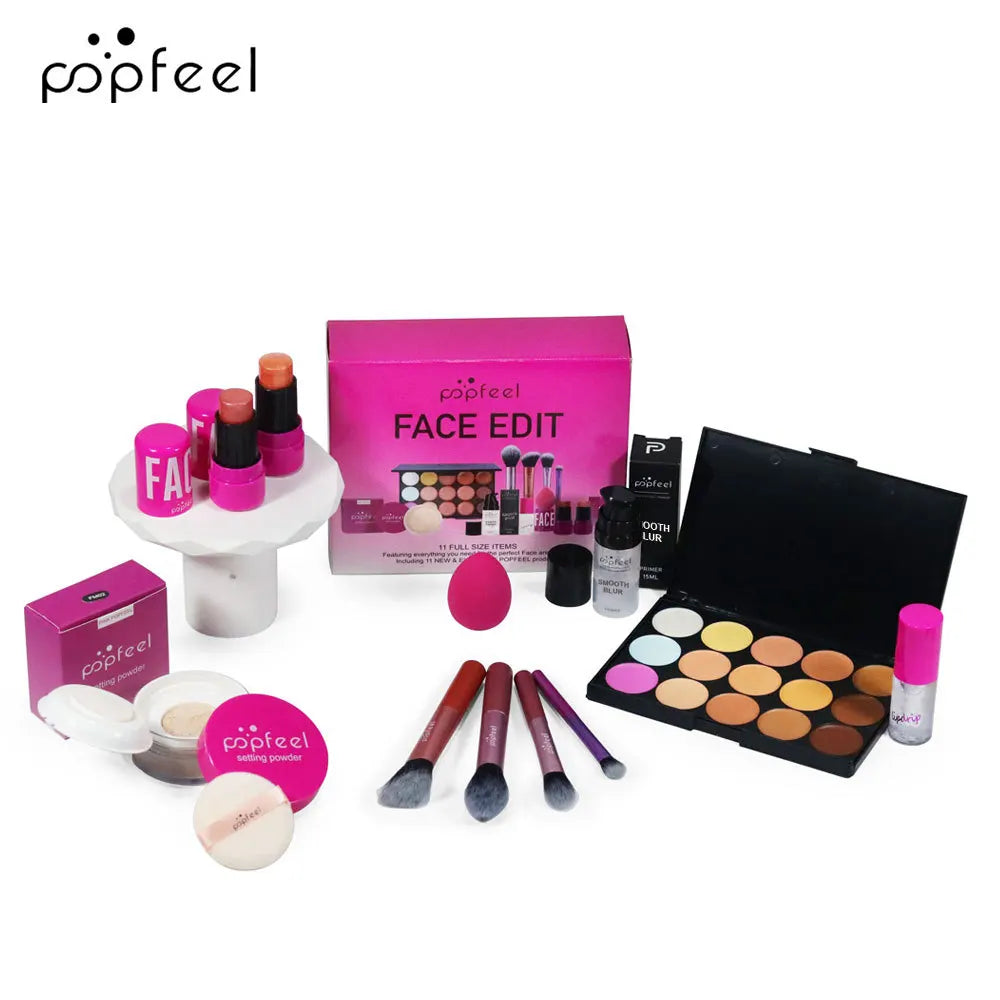 Essential Eye Makeup Set for Beginners Matte&Shimmer Eyeshadow Palette, Mascara, Eyebrow Pencil, Lip Eyeliner,Brush Tool Set Box