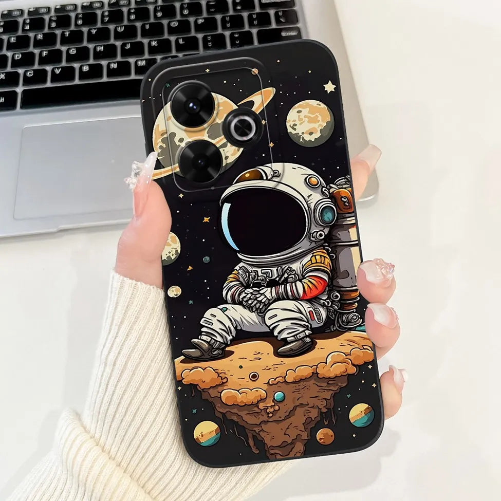 Casing For Redmi 13 Case 13 5G Cute Cat Fashion Luxury Flowers Silicone Shockproof Back Cover For Redmi 13 5G Phone Case Bumper