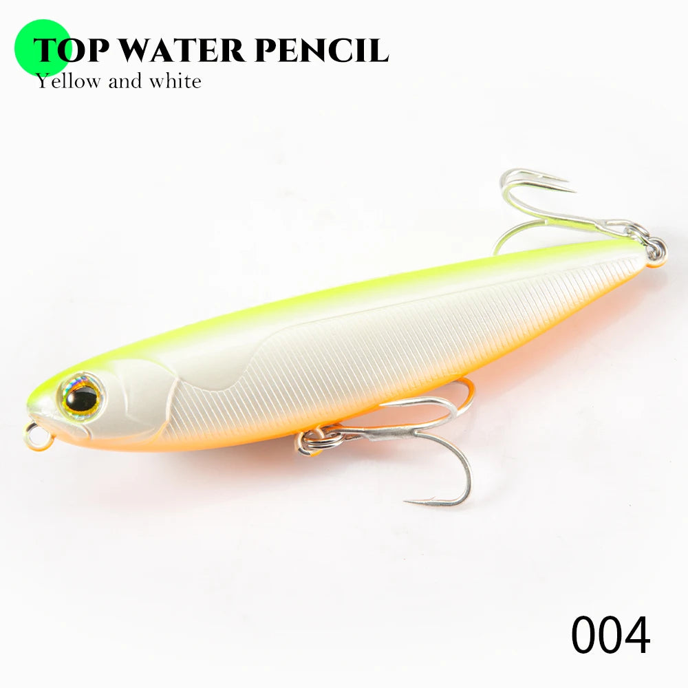 Hunthouse Top Water Pencil Fishing Lure Walk The Dog 60mm 6.4g Artificial Baits Stickbait Fishing Tackle For Pike Bass LW536