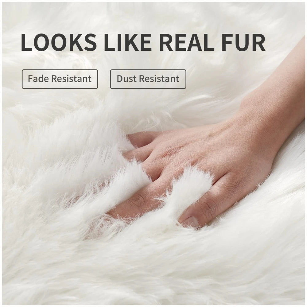 Long Strip Carpet Fluffy Soft Faux Fur Plush Bedroom Bedside Carpets Girl's Room White Home Decoration Rugs Furry Chair Cushion