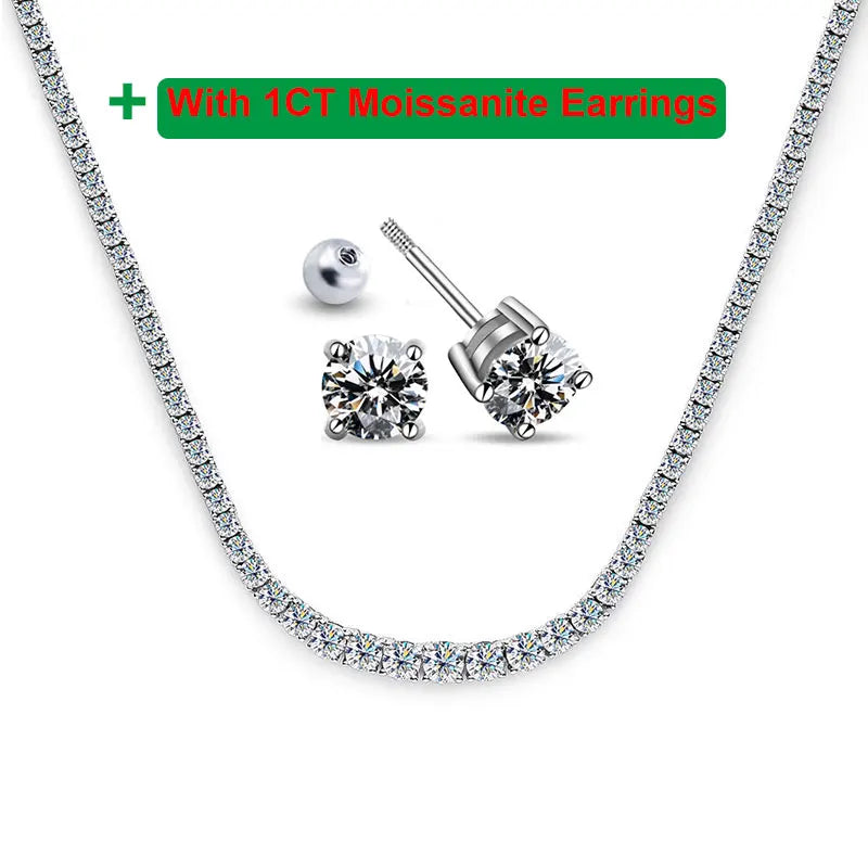 EWYA 100% Real Moissanite Diamond Necklace for Women 18k White Gold Plated 925 Sterling Silver Chains Necklaces Fine Jewelry