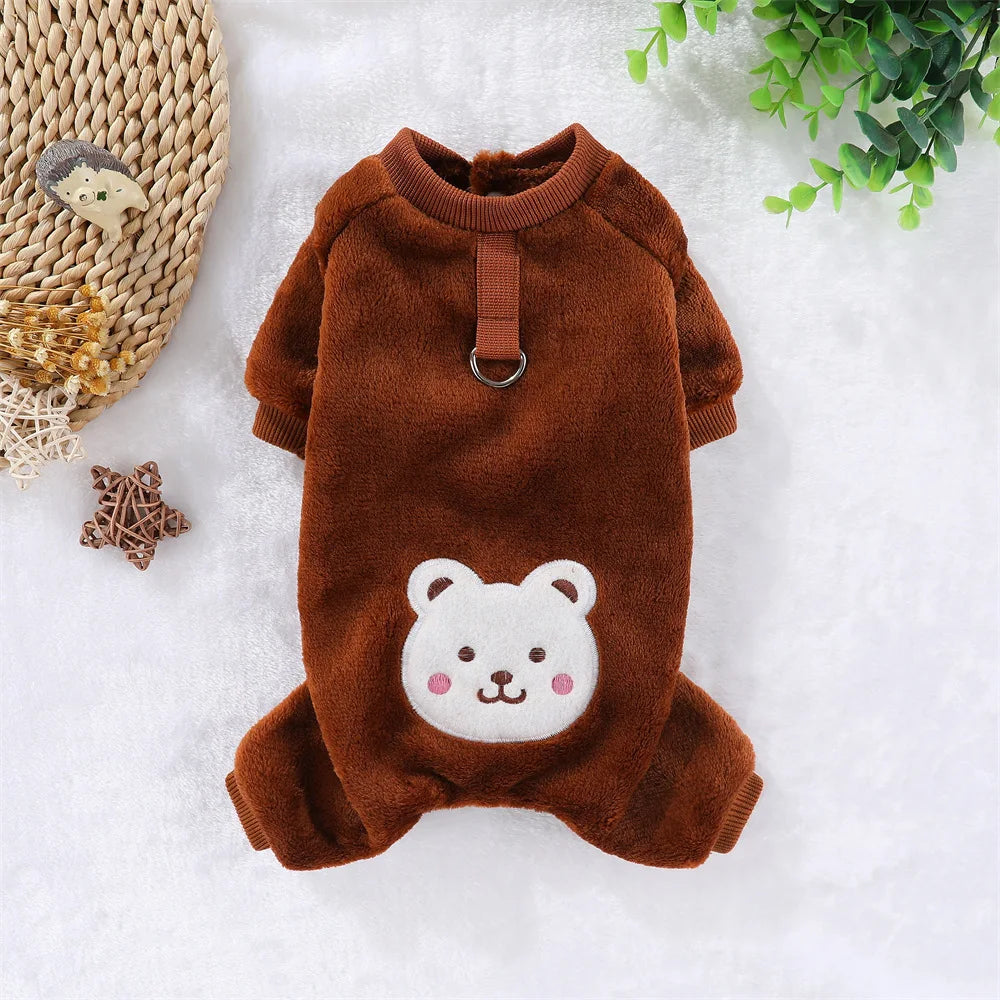 Autumn Winter Pet Dog Soft Fleece Clothes Warm Jumpsuit Coat for Small Medium Large Dog Cat Puppy Jacket Sweater with Leash Ring