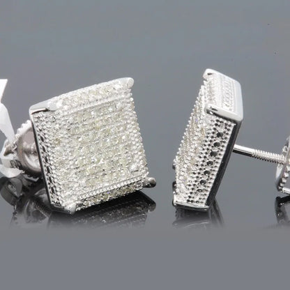 Fashion Silver-Color Square Classic Zircon Ear Studs for Men Women Fashion Shiny Faux Studs Earrings Jewelry Gift for Friends