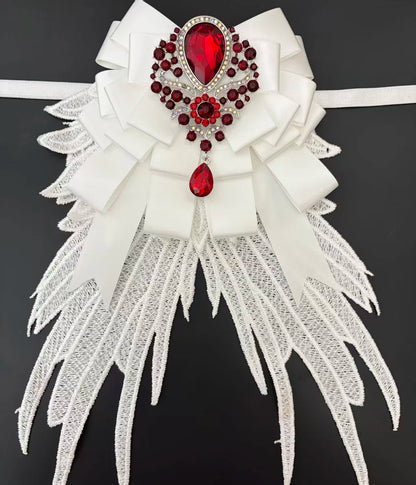 Luxury Rhinestone Mesh Wing Bow Brooch  Elegant Banquets Dress and Wedding Shirts Lapel Flower Bow Tie  Unisex Gift Accessory