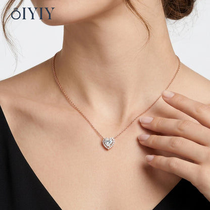 OIYIY Heart Moissanite Necklace for Women 925 Sterling Silver D VVS1 GRA Certified Lab Grown Diamond Pendant Luxury Jewelry Gift