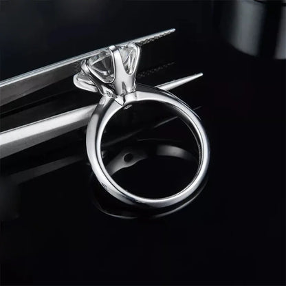 Classic 6 Prongs 5 Carat Round Moissanite Rings 925 Sterling Silver High Clarity D Color Diamond Woman 14K Gold Plated Jewelry