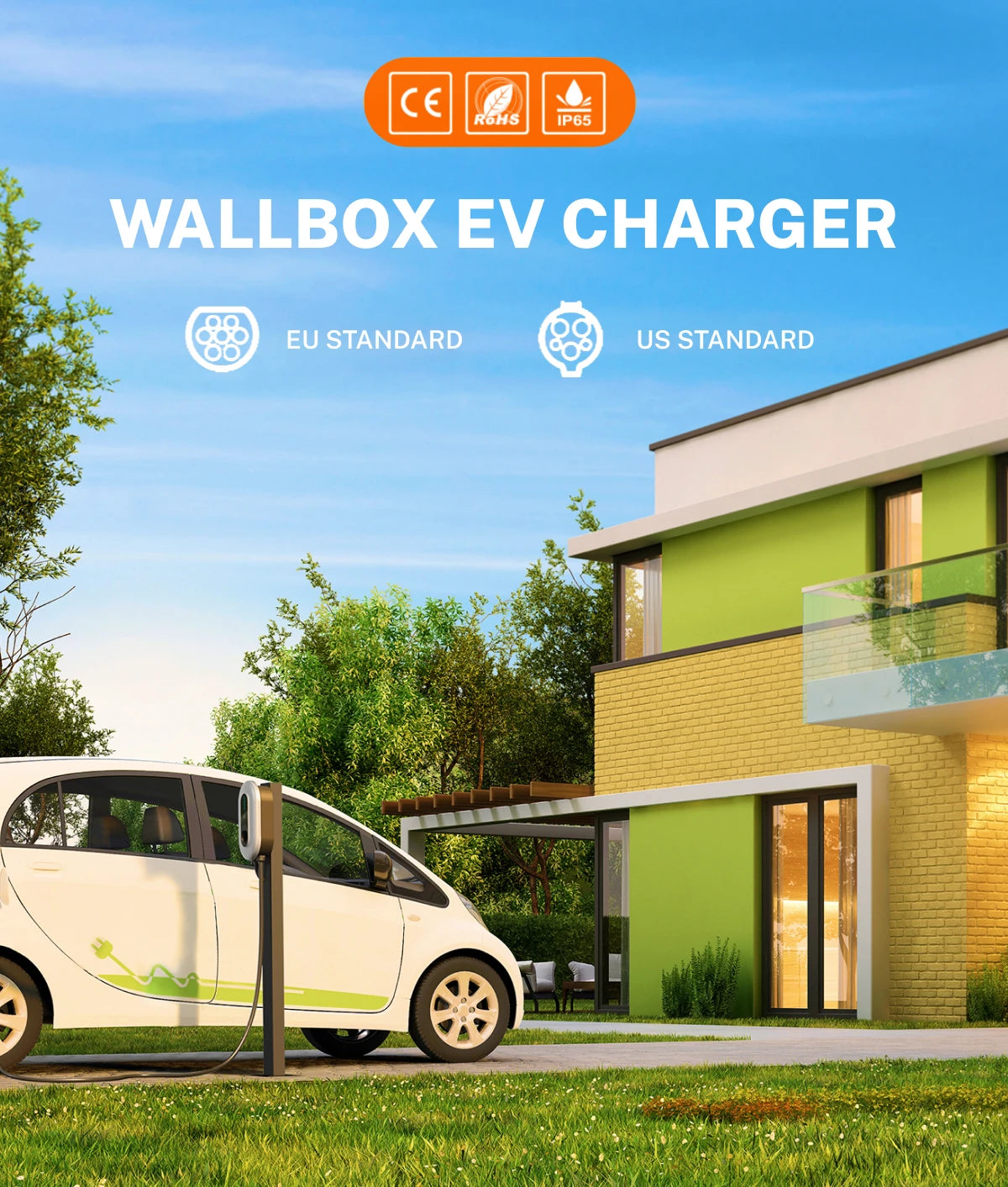 New Commercial Wall-mounted EV Charger Station SAE J1772 Type1 11.5kW Home Fast Charging TUV CE Certified