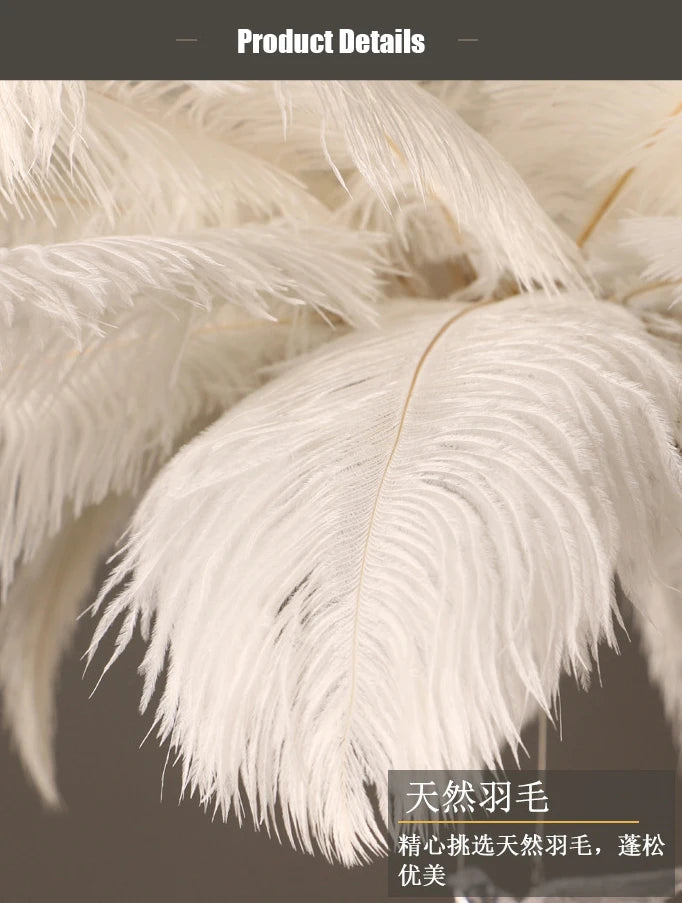 Nordic White Ostrich Feather Pendant Light Modern Led Chandelier Lights for Living Dining Room Children's Decor Hanghing Lamp