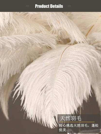 Nordic White Ostrich Feather Pendant Light Modern Led Chandelier Lights for Living Dining Room Children's Decor Hanghing Lamp